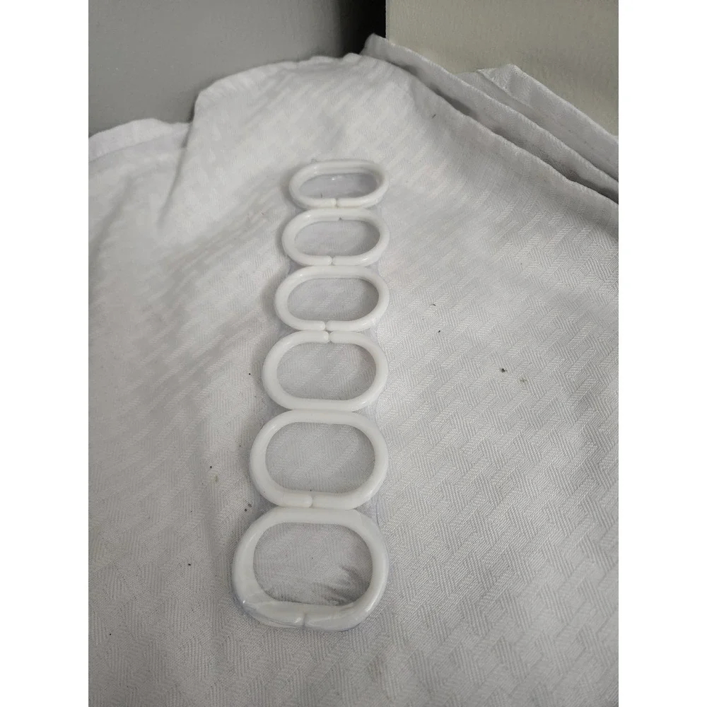 White Plastic Shower Curtain Rings Oval Hooks C-Shape 6 Pack Bathroom Hardware